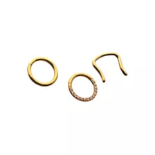 Multi-Pack ASTM F-136 Gold-Tone Titanium Septum Rings with Retainer 3 Pack - 16 Gauge at Spencer's
