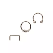 Multi-Pack ASTM F-136 Titanium Septum Rings with Retainer 4 Pack - 16 Gauge at Spencer's