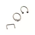 Multi-Pack ASTM F-136 Titanium Septum Rings with Retainer 4 Pack - 16 Gauge at Spencer's