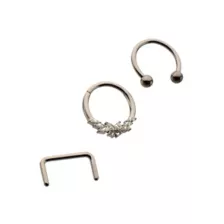 Multi-Pack ASTM F-136 Titanium Septum Rings with Retainer 4 Pack - 16 Gauge at Spencer's
