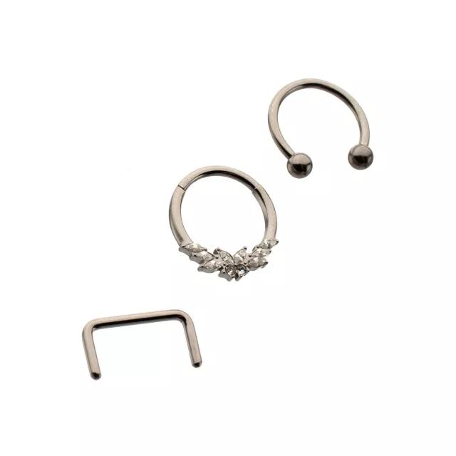 Multi-Pack ASTM F-136 Titanium Septum Rings with Retainer 4 Pack - 16 Gauge at Spencer's
