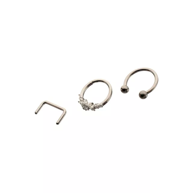 Multi-Pack ASTM F-136 Titanium Septum Rings with Retainer 4 Pack - 16 Gauge at Spencer's