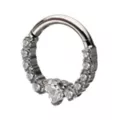 ASTM F-136 Titanium CZ Heart V-Shape Clicker Septum Ring - 16 Gauge at Spencer's