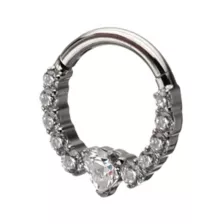 ASTM F-136 Titanium CZ Heart V-Shape Clicker Septum Ring - 16 Gauge at Spencer's
