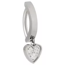 ASTM F-136 Titanium CZ Heart Hinged Hoop Dangle Belly Ring - 14 Gauge at Spencer's