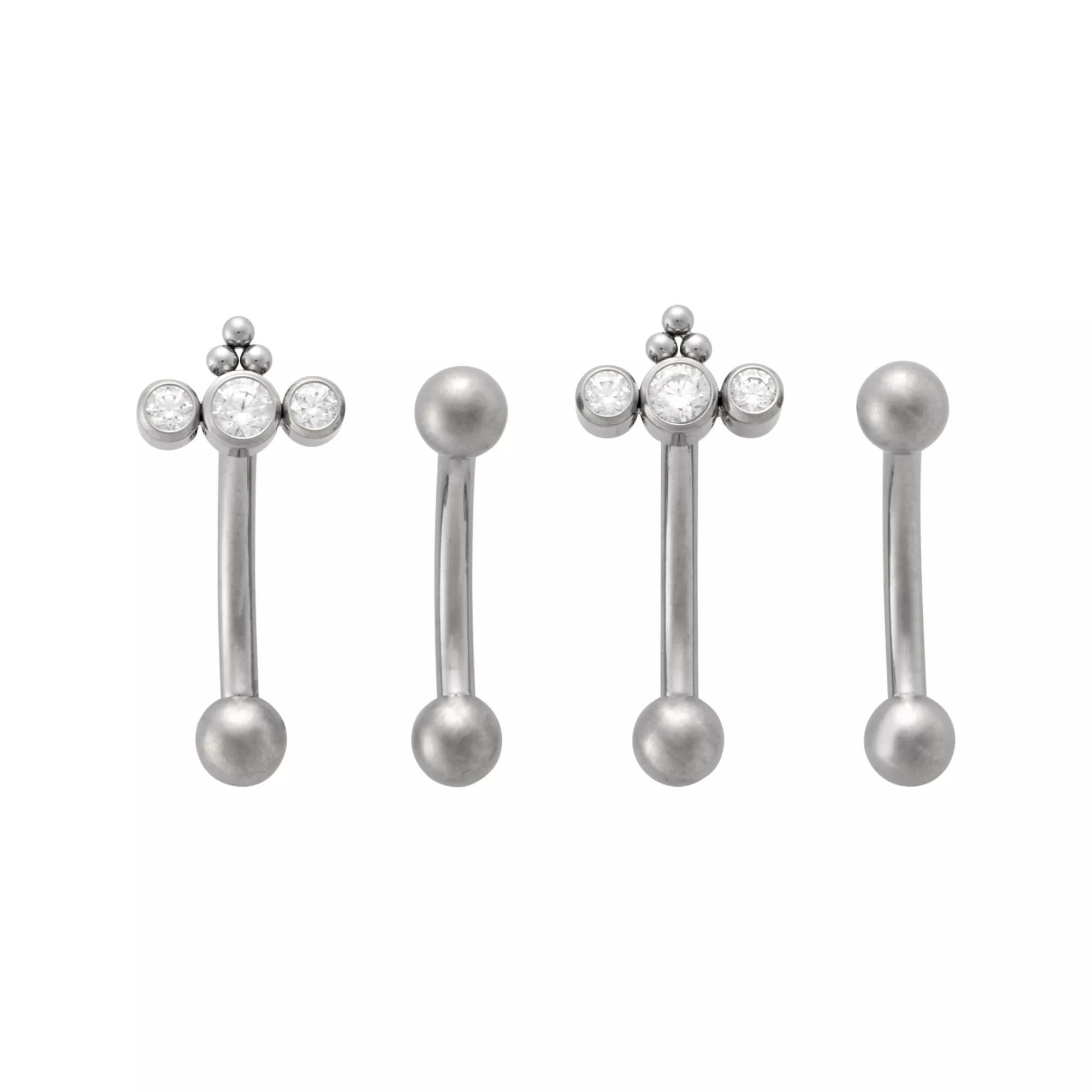 Multi-Pack ASTM F-136 Titanium Stacked CZ Curved Barbells 4 Pack - 16 Gauge at Spencer's