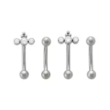 Multi-Pack ASTM F-136 Titanium Stacked CZ Curved Barbells 4 Pack - 16 Gauge at Spencer's