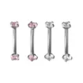 Multi-Pack ASTM F-136 Titanium Pink CZ Curved Barbells 4 Pack - 16 Gauge at Spencer's