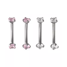 Multi-Pack ASTM F-136 Titanium Pink CZ Curved Barbells 4 Pack - 16 Gauge at Spencer's