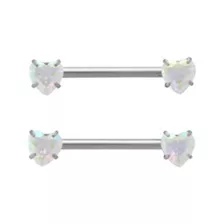 ASTM F-136 Titanium Heart CZ Nipple Barbells - 14 Gauge at Spencer's
