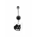 Black Cat Loading CZ Dangle Belly Ring - 14 Gauge at Spencer's