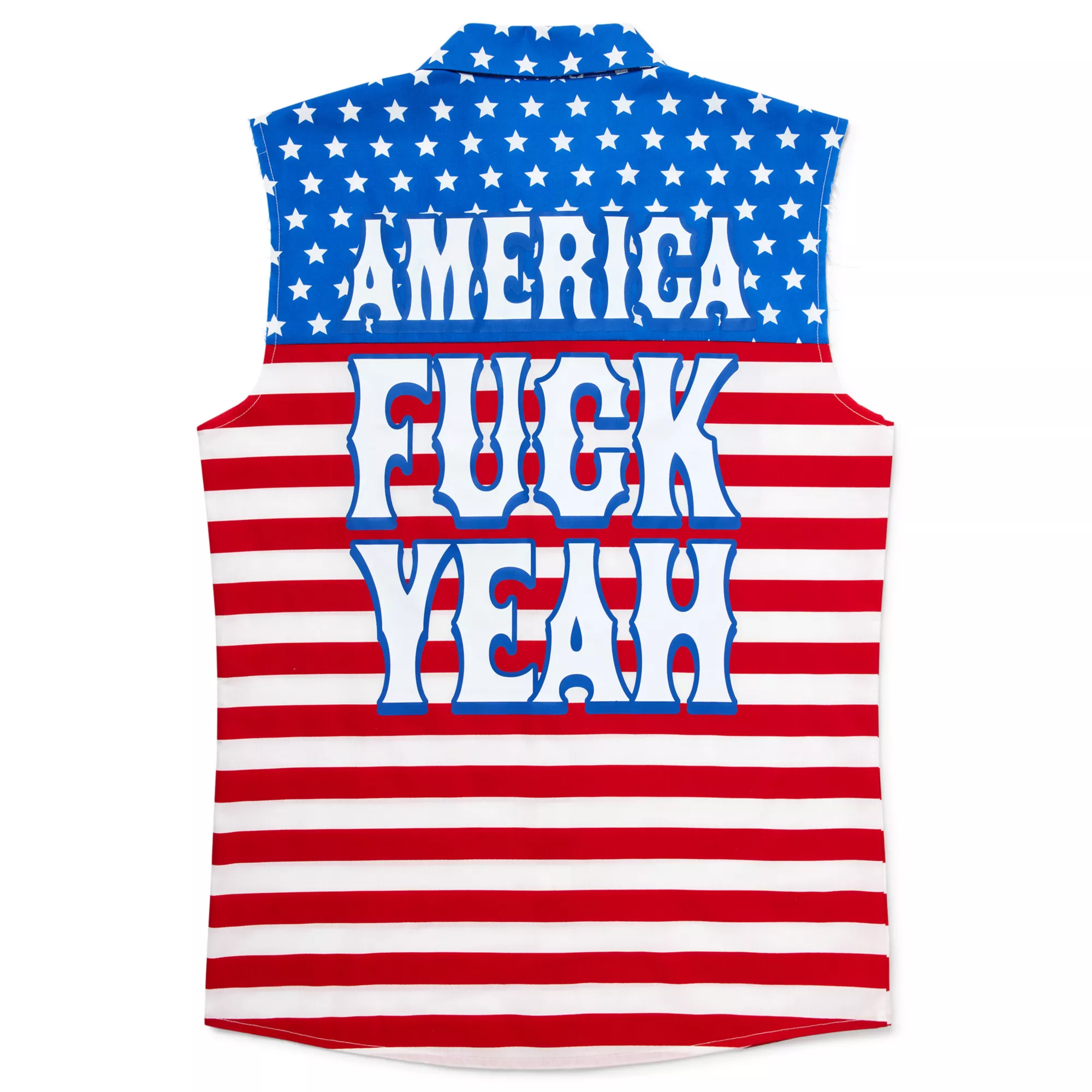 America Fuck Yeah Sleeveless Button Down Shirt at Spencer's