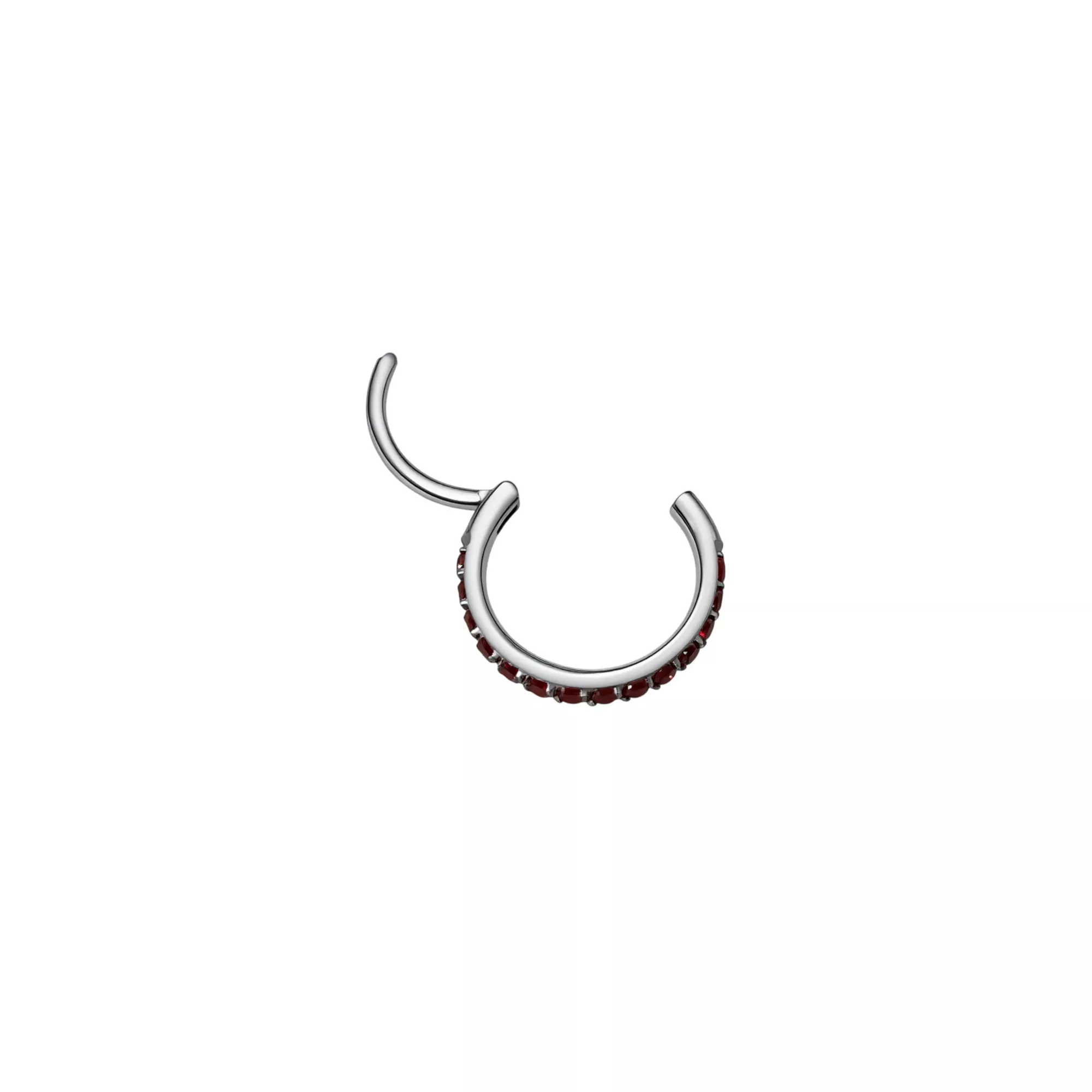 Red CZ Titanium Hinged Hoop Ring - 20 Gauge at Spencer's