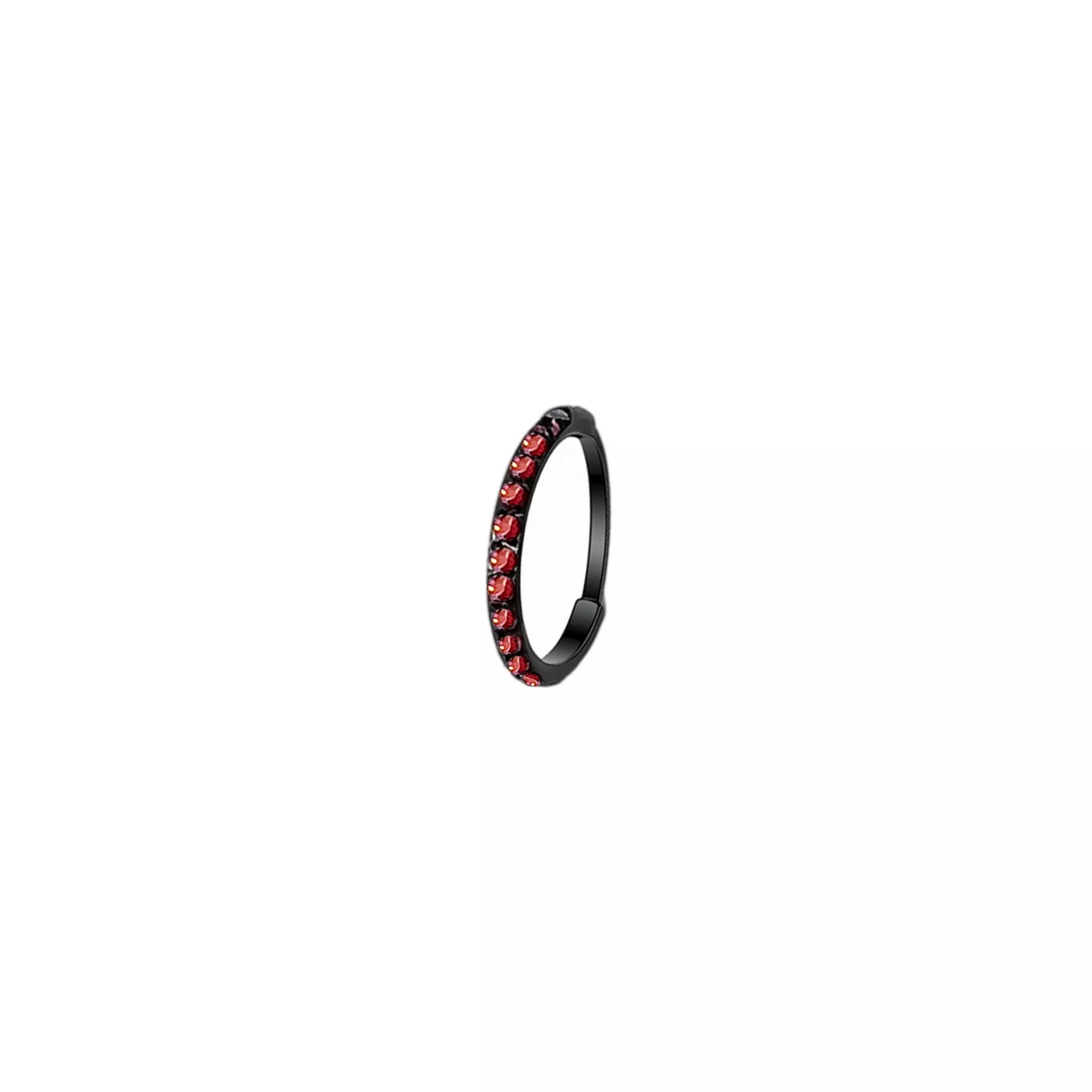 Black Titanium Red Pavé Hinged Hoop Ring - 20 Gauge at Spencer's