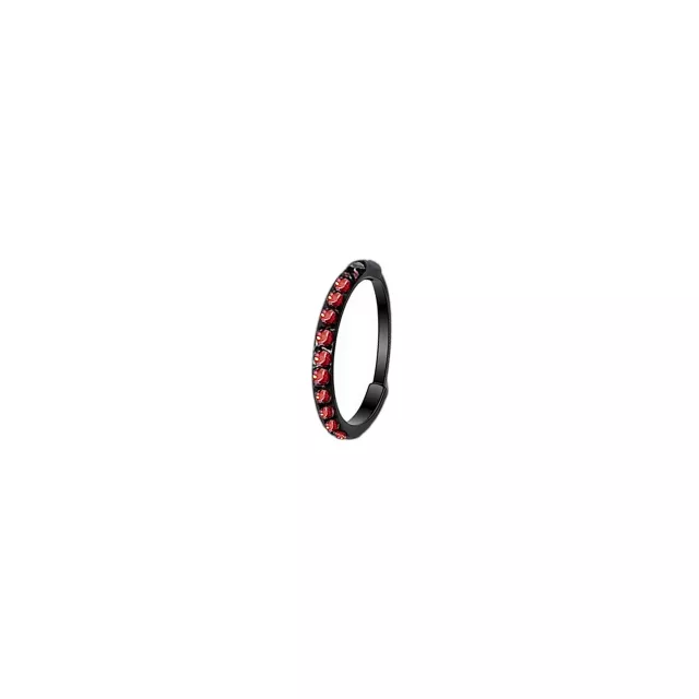 Black Titanium Red Pavé Hinged Hoop Ring - 20 Gauge at Spencer's