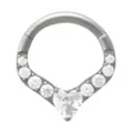 ASTM F-136 Titanium CZ Heart V-Shape Clicker Septum Ring - 16 Gauge at Spencer's