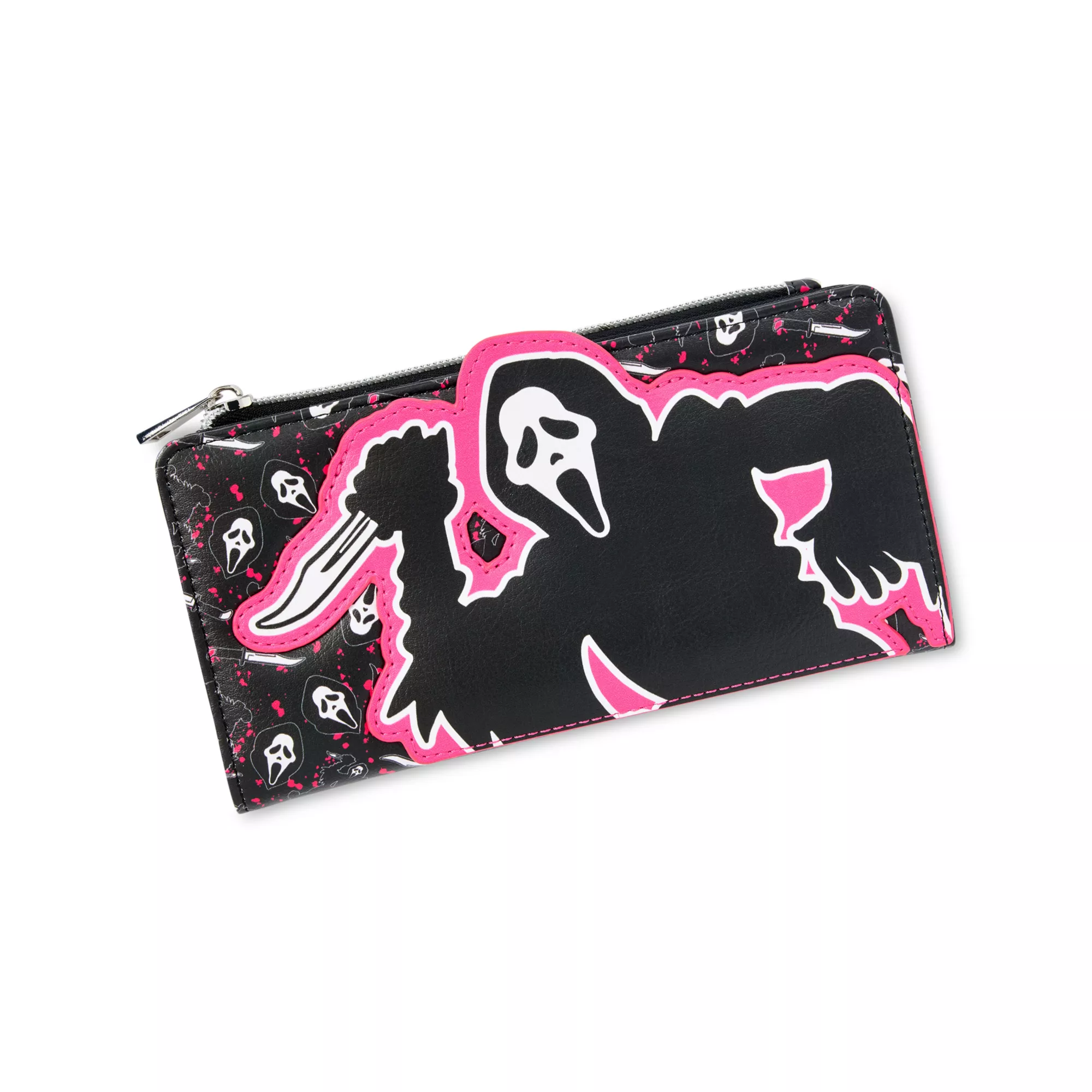 Ghost Face Black and Pink Zip Wallet at Spencer's