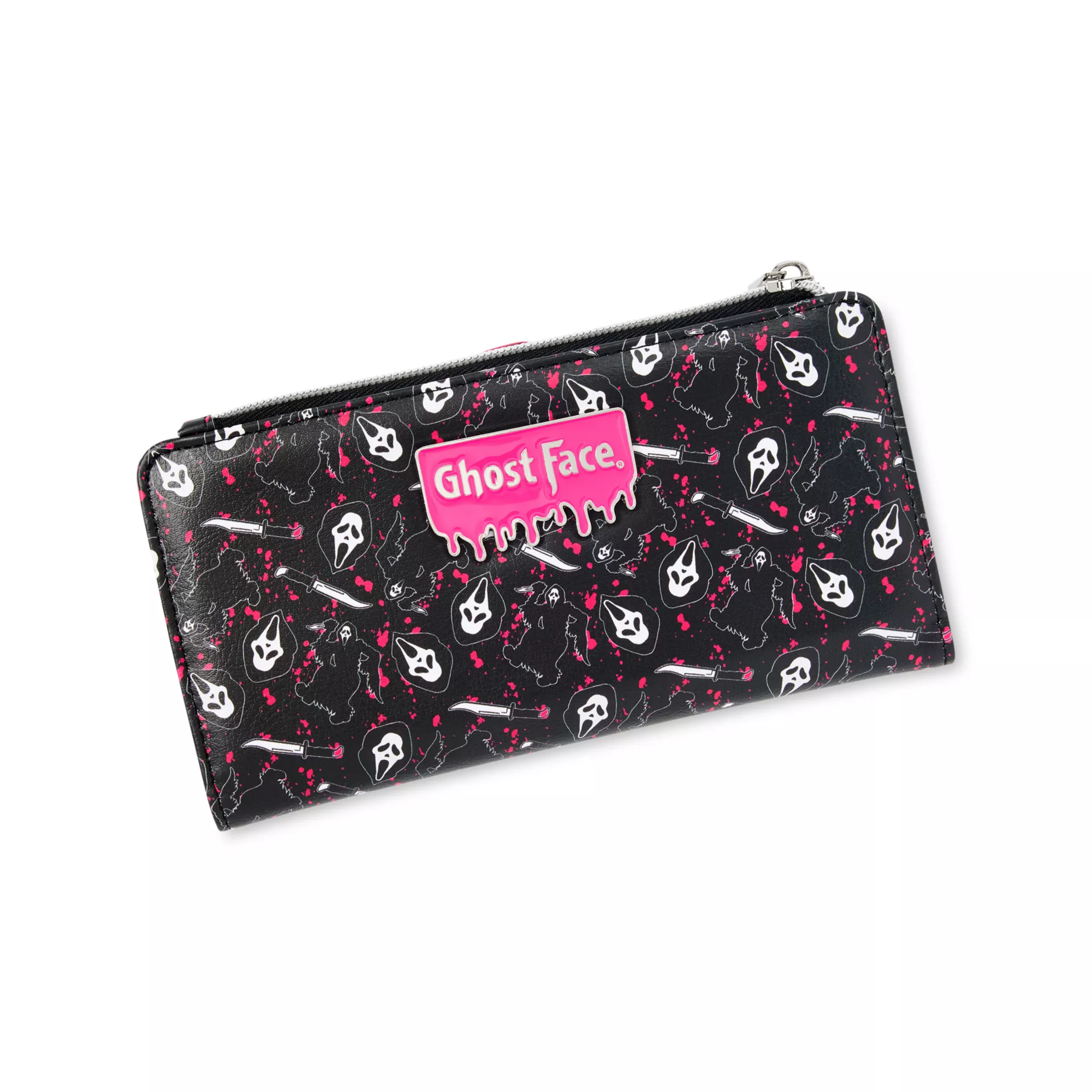 Ghost Face Black and Pink Zip Wallet at Spencer's