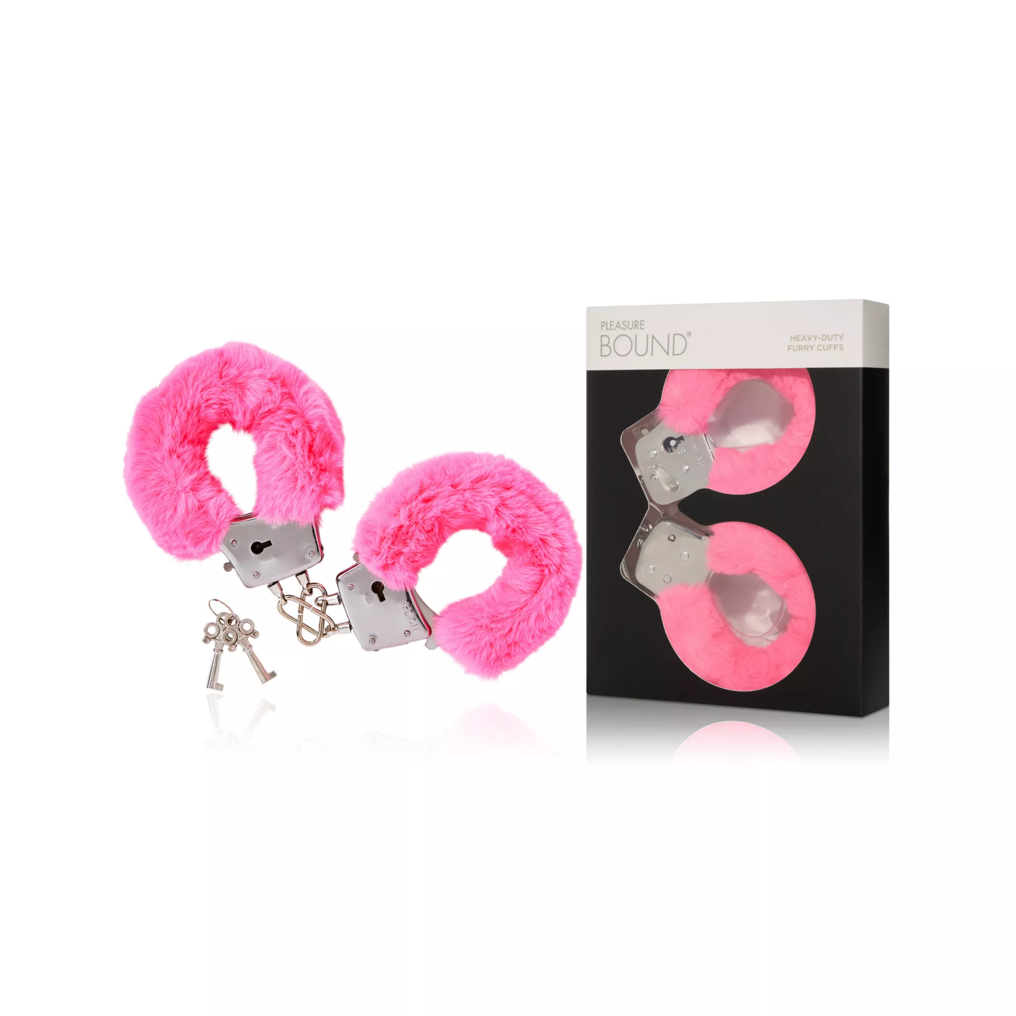 Hot Pink Heavy-Duty Furry Handcuffs - Pleasure Bound at Spencer's