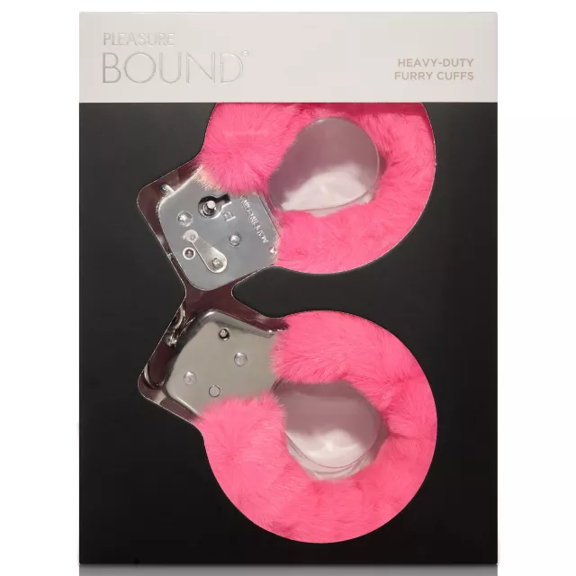 Hot Pink Heavy-Duty Furry Handcuffs - Pleasure Bound at Spencer's