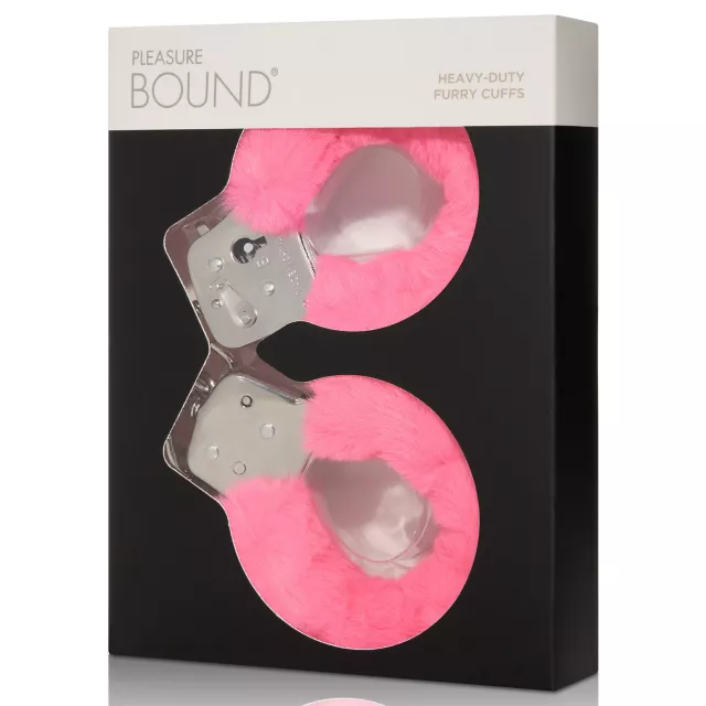 Hot Pink Heavy-Duty Furry Handcuffs - Pleasure Bound at Spencer's