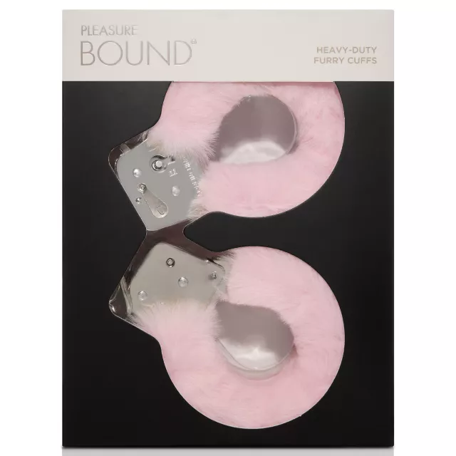 Pink Heavy-Duty Furry Handcuffs - Pleasure Bound at Spencer's