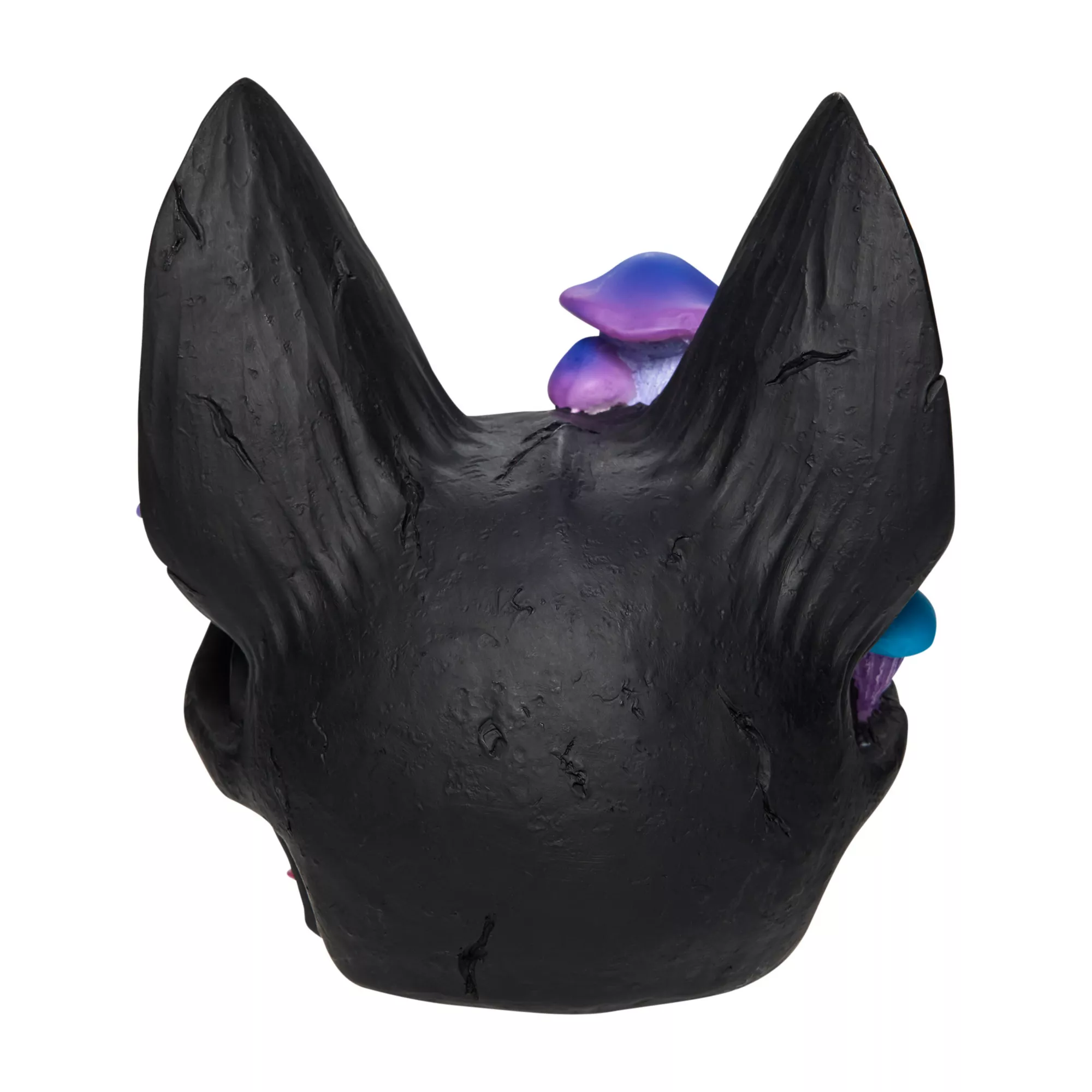 Black Cat Mushroom Skull Statue