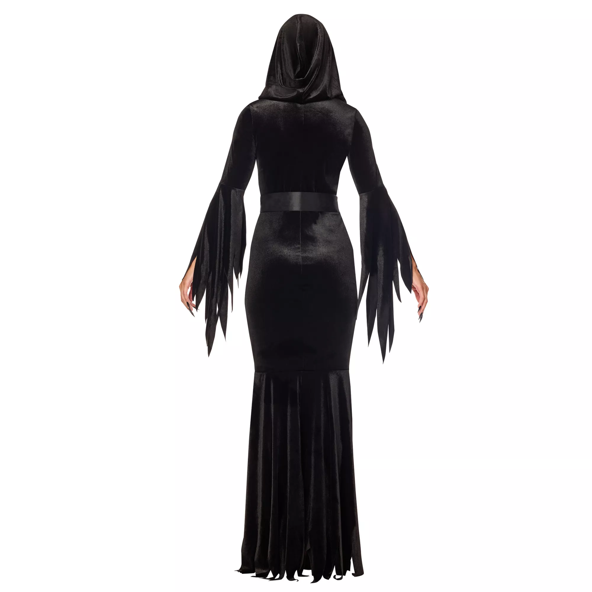 Adult Black Gothic Tattered Hooded Robe