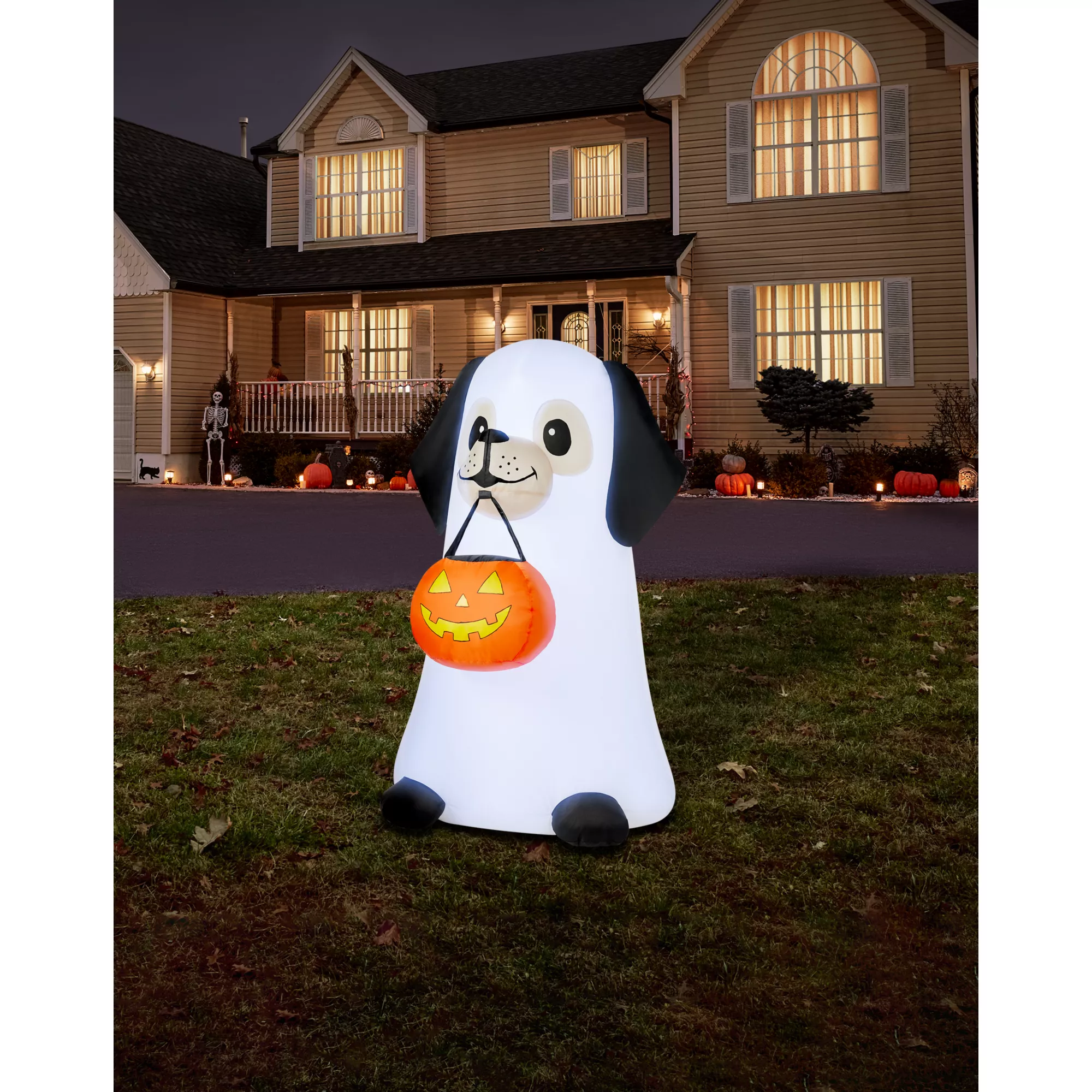 3 Ft 6 In Light-Up Ghost Dog Inflatable Decoration at Spirit Halloween