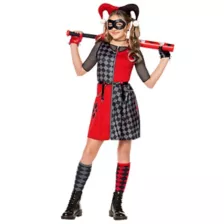 Kids Harley Quinn Checkered Dress Costume - DC Villains at Spirit Halloween