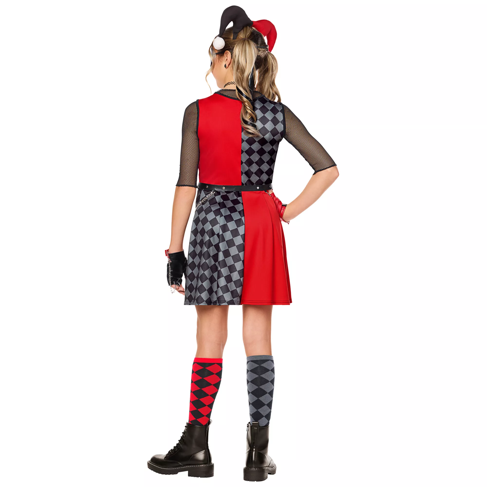 Kids Harley Quinn Checkered Dress Costume - DC Villains at Spirit Halloween