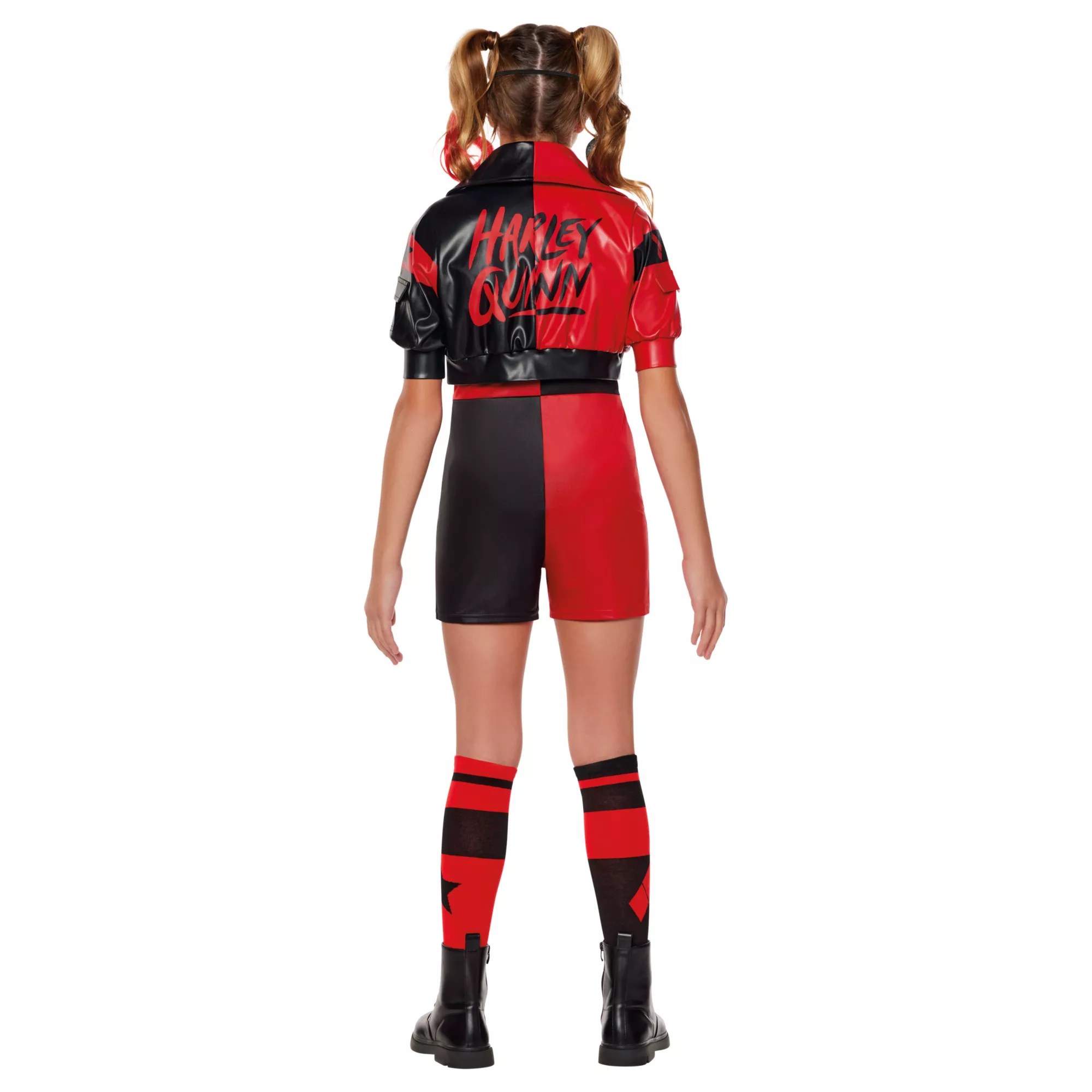 Kids Harley Quinn Black & Red Jumpsuit Costume - DC Villains at Spirit Halloween