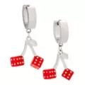 Cherry Dice Silver-Tone Dangle Huggie Hoop Earrings - 18 Gauge at Spencer's