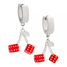 Cherry Dice Silver-Tone Dangle Huggie Hoop Earrings - 18 Gauge at Spencer's