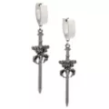 Spider Sword Silver-Tone Dangle Huggie Hoop Earrings - 18 Gauge at Spencer's