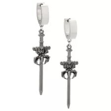Spider Sword Silver-Tone Dangle Huggie Hoop Earrings - 18 Gauge at Spencer's