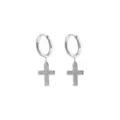 Cross Silver-Tone Titanium Dangle Huggie Hoop Earrings - 20 Gauge at Spencer's