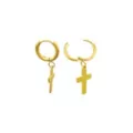 Cross Gold-Tone Titanium Dangle Huggie Hoop Earrings - 20 Gauge at Spencer's
