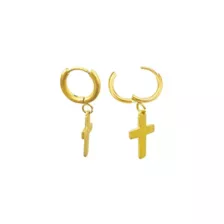 Cross Gold-Tone Titanium Dangle Huggie Hoop Earrings - 20 Gauge at Spencer's