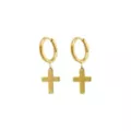 Cross Gold-Tone Titanium Dangle Huggie Hoop Earrings - 20 Gauge at Spencer's