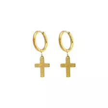 Cross Gold-Tone Titanium Dangle Huggie Hoop Earrings - 20 Gauge at Spencer's