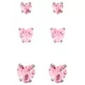 Multi-Pack Pink CZ Heart Silver-Plated Titanium Stud Earrings 3 Pair - 20 Gauge at Spencer's