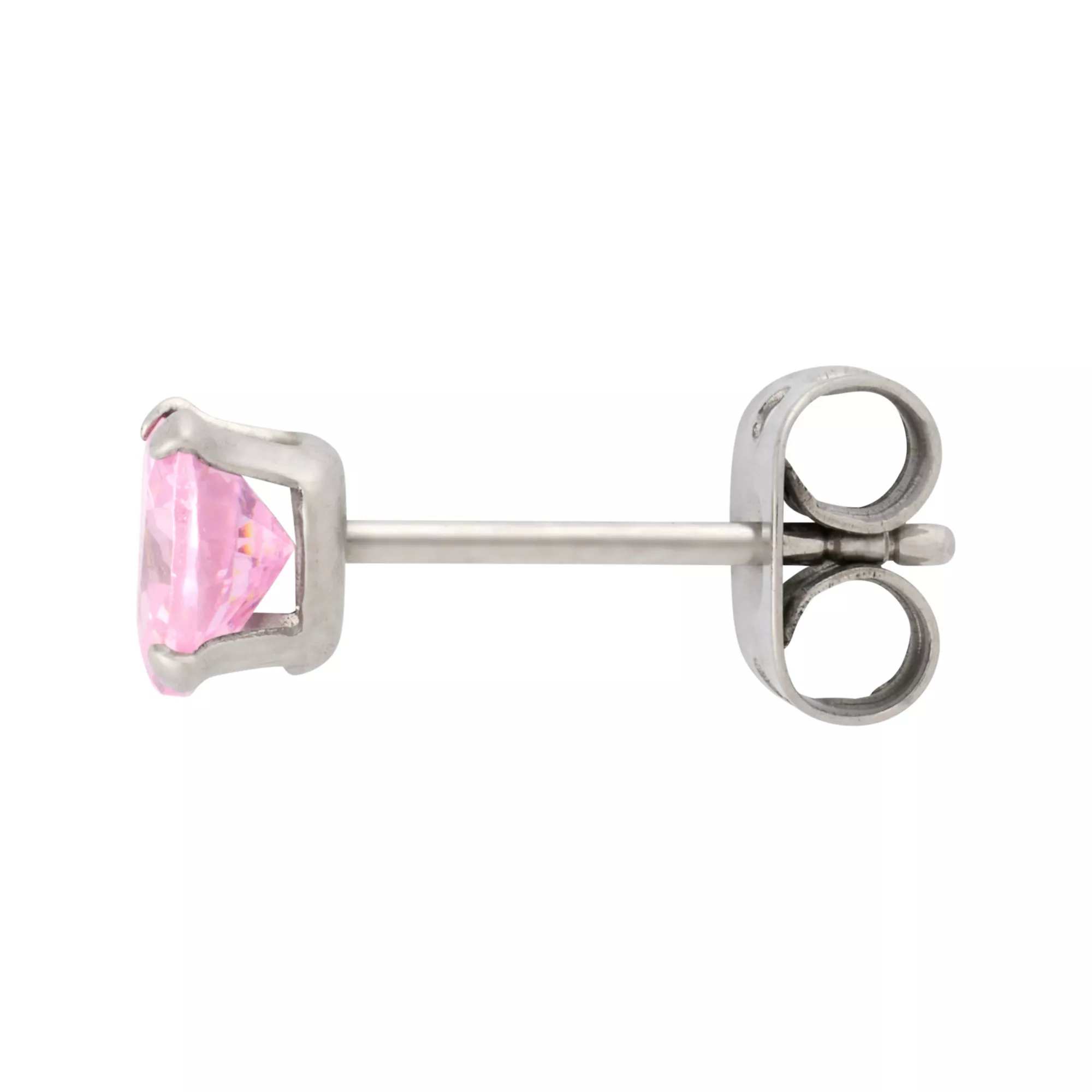 Multi-Pack Pink CZ Heart Silver-Plated Titanium Stud Earrings 3 Pair - 20 Gauge at Spencer's