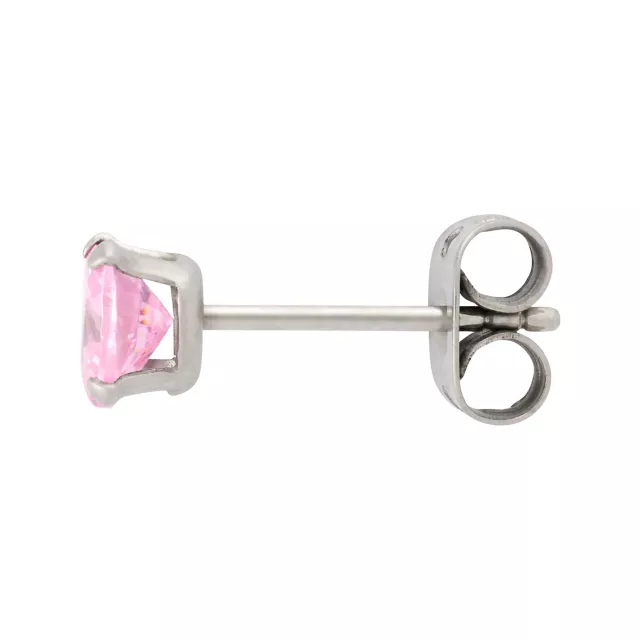 Multi-Pack Pink CZ Heart Silver-Plated Titanium Stud Earrings 3 Pair - 20 Gauge at Spencer's