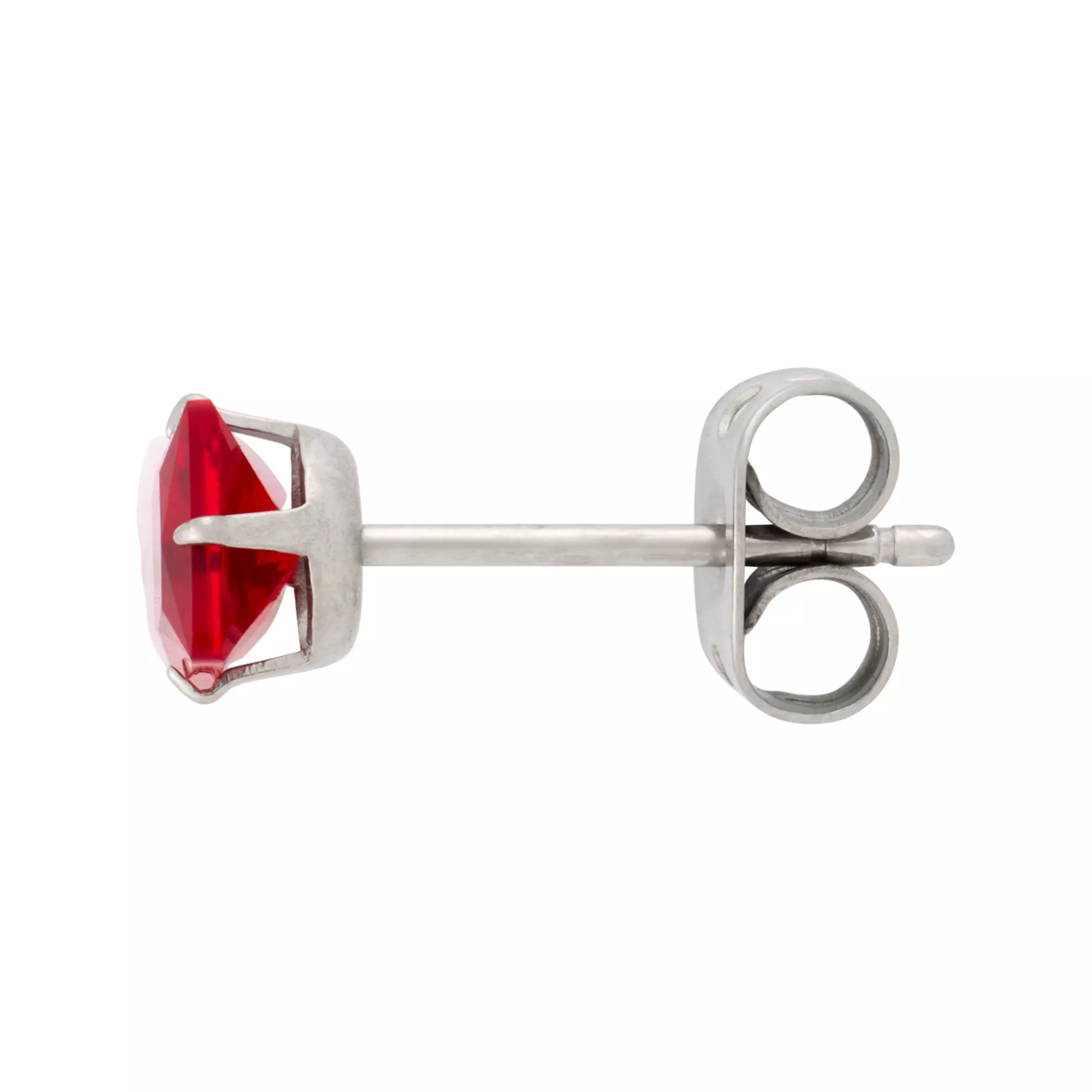 Multi-Pack Red Crystal Square Silver-Plated Titanium Stud Earrings 3 Pair - 20 Gauge at Spencer's