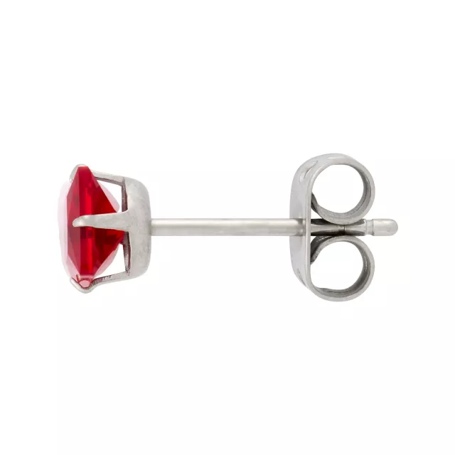 Multi-Pack Red Crystal Square Silver-Plated Titanium Stud Earrings 3 Pair - 20 Gauge at Spencer's
