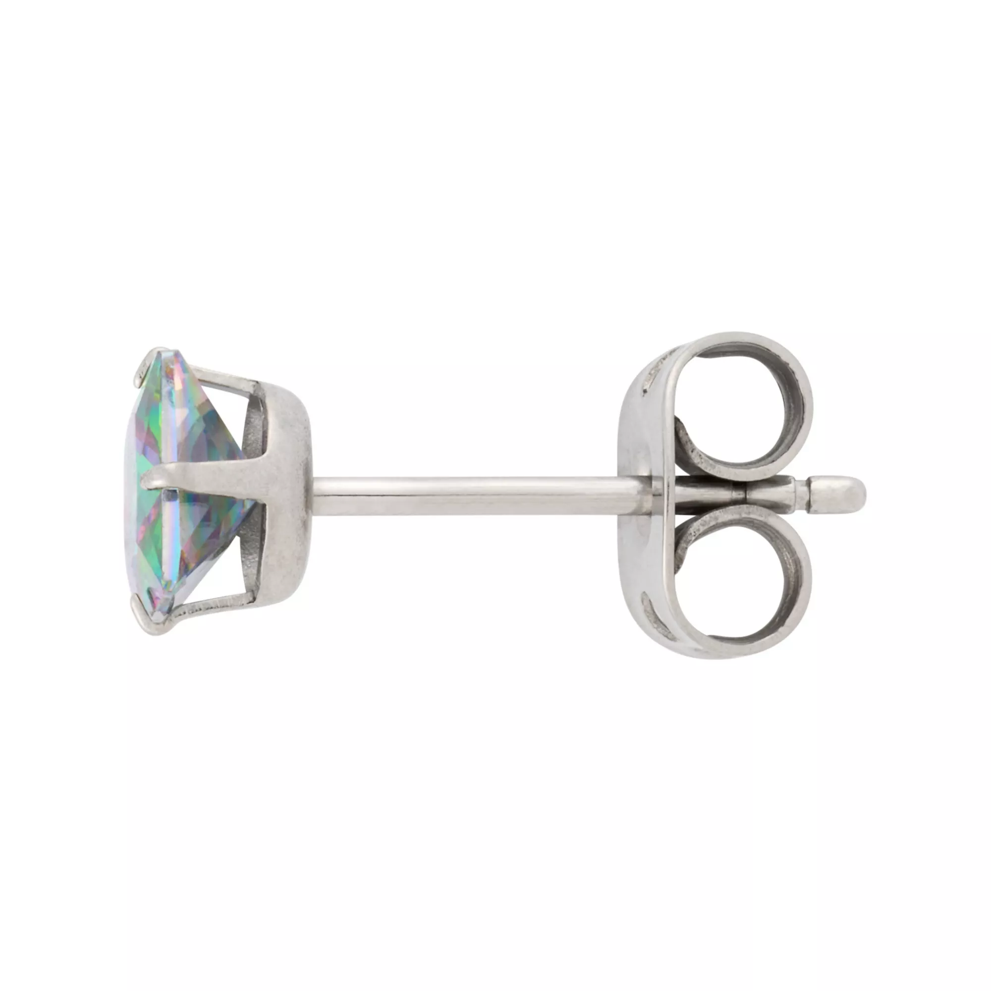 Multi-Pack Vitrail CZ Square Silver-Plated Titanium Stud Earrings 3 Pair - 20 Gauge at Spencer's