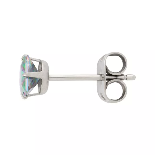 Multi-Pack Vitrail CZ Square Silver-Plated Titanium Stud Earrings 3 Pair - 20 Gauge at Spencer's