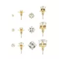 Multi-Pack Gold-Tone Titanium CZ Square Stud Earrings 6 Pairs - 20 Gauge at Spencer's