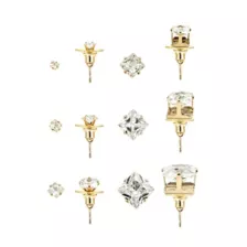 Multi-Pack Gold-Tone Titanium CZ Square Stud Earrings 6 Pairs - 20 Gauge at Spencer's
